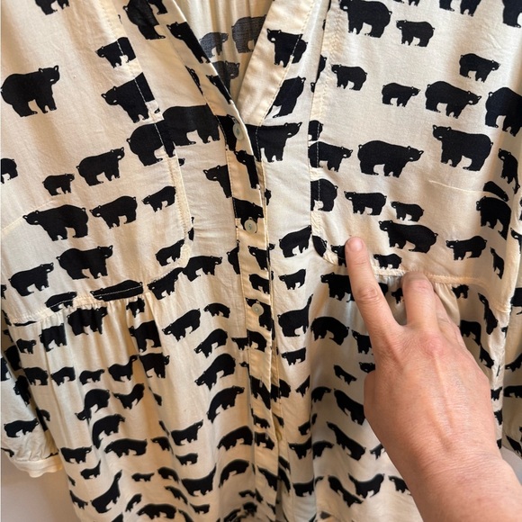 Maeve by Anthropologie Woodland Walk Black and Cream 3/4 Sleeve Blouse - Picture 9 of 10